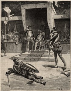 Duell zwischen Francois de Vivonne de la Chataigneraie und Guy de Chabot, Baron de Jarnac in Saint Germain en Laye, Frankreich am 10. Juli von Anonymous Anonymous