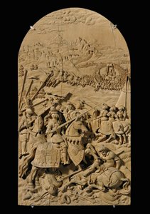 Acht geschnitzte Reliefs, Kirschholz von Anonymous Anonymous
