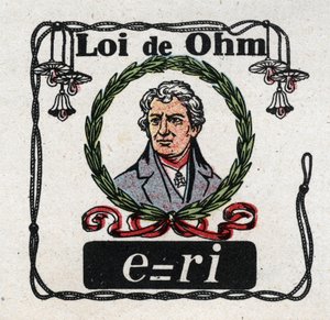 Elektrische Einheiten: Das Ohmsche Gesetz von Physiker George Simon Ohm (1787-1854). Anonyme Illustration von 1925. Private Sammlung. von Anonymous Anonymous