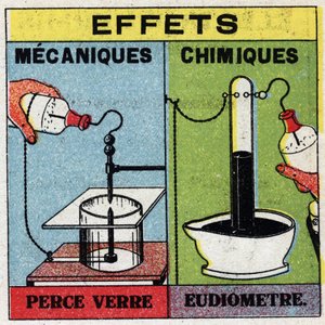 Elektrochemie: Effekte von elektrischen Funken. Verwendung eines Eudiometers. Anonyme Illustration von 1925. Private Sammlung.