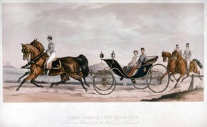 Elisabeth (Sissi) und Franz Joseph I. (1830 - 1916) aus Österreich bei einer Kutschfahrt. Gravur 19. Jahrhundert. Privatsammlung von Anonymous Anonymous