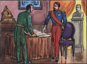 Kaiser Napoleon III. (1808-1873) mit Baron Georges Haussmann (1809-1891) Anonyme Illustration in „Collection des souverains et chefs d