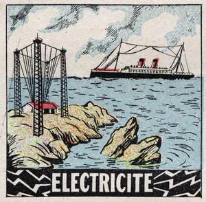 Äther (Material): Elektrizität. Anonyme Illustration von 1925. Private Sammlung.