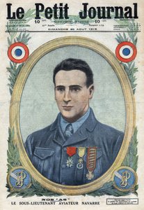 Erster Weltkrieg 1914-1918. Porträt von Jean Navarre (1895-1919), Flieger der französischen Armee. In „Le Petite Journal“ von Anonymous Anonymous