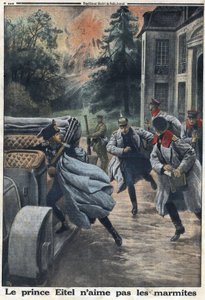Erster Weltkrieg 1914-1918. Prinz Eitel Friedrich von Preußen (1883-1942) floh bei Annäherung der englischen Armee in die Stadt Coulommiers. In „Le Petite Journal“, am 1.10.1916. Private Sammlung von Anonymous Anonymous