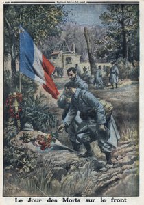 Erster Weltkrieg 1914-1918. Der Tag der Toten an der Front: Soldaten schmücken am Allerheiligentag das Grab der gefallenen Soldaten. In „Le Petite Journal“, am 5.11.1916. Private Sammlung von Anonymous Anonymous