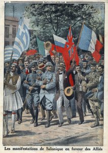 Erster Weltkrieg 1914-1918. Die Proteste in Saloniki (oder Thessaloniki in Griechenland) zugunsten der Alliierten. In 