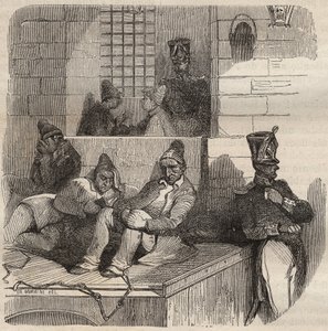Forcat ruht im Bagne de Rochefort im 19. Jahrhundert. Gravur in „Histoire des bagnes depuis leur création à nos jours“ (1877) von Pierre Zaccone (1817-1895) von Anonymous Anonymous