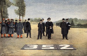 Französische Luftfahrt: Die Spur der Luftwege. Gravur. Eine der Zeitungen „Le petit parisien“ vom 11.06.1910. Private Sammlung. von Anonymous Anonymous