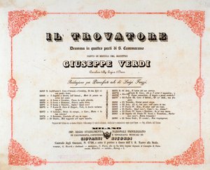 Frontispiz von Il trovatore, Oper von Giuseppe Verdi