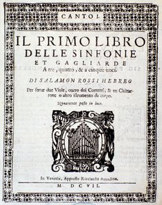 Frontispiz des Primo libro di sinfonie e gagliarde von Salomone Rossi