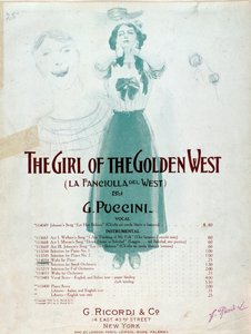 Frontispiz der Partitur von „Das Mädchen aus dem goldenen Westen“ von Puccini von Anonymous Anonymous