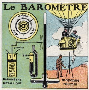 Gasdruck: das Metallbarometer. Anonyme Illustration von 1925. Private Sammlung.
