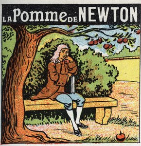 Gravitation: Newtons Apfel. Isaac Newton (1642-1727) beobachtet einen fallenden Apfel und entdeckt die Gesetze der Erdanziehung. von Anonymous Anonymous