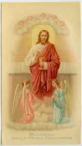 Heiliges Bild: Erste Kommunion, Jesus hält die Hostie von Anonymous Anonymous