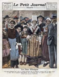 Huelgoat feiert in traditioneller bretonischer Tracht anlässlich einer Initiative zur Wiederbelebung regionaler Bräuche. Illustration aus „Le petit journal illustré“ vom 09.10.1921. Private Sammlung
