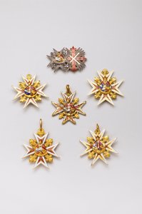 Königreich beider Sizilien - Orden des Heiligen Januarius - Hohe: Juwel bestehend aus einer Platte des Ordens des Heiligen Januarius und einer Platte des Konstantinischen Ordens des Heiligen Georg von Anonymous Anonymous