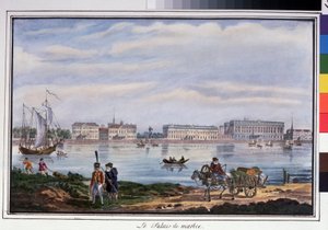 Der Marmorpalast und die Newa-Uferpromenade in Sankt Petersburg
