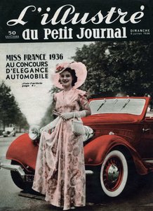 Lynne Lassal Miss Frankreich 1936 beim Automobil-Eleganzwettbewerb. Eine der Zeitschrift 