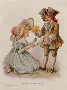 Die Herstellung des Schlüsselblumenballs, Buchillustration, frühes 20. Jahrhundert (Farblithographie) von Anonymous Anonymous