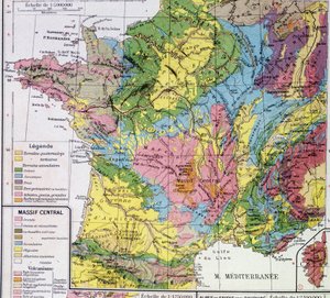 Karte von Frankreich: Geologisches Frankreich - in „Atlas scolaire“