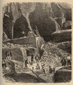 Marmorbrüche von Saint-Genies (Saint Genies) - Dordogne - Gravur in „PATRIE“ - Beschreibung der Malerei von Frankreich in 6 Bänden von Lucien Huard - Ende des 19. Jahrhunderts