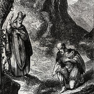 Martial de Limoges oder Saint Martial (3. Jahrhundert) bekehrt den Anführer des keltischen Volkes Lemovices - Gravur von 1846 in „Lives of the saints“. Private Sammlung. von Anonymous Anonymous