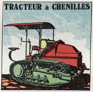 Mechanischer Antrieb: Raupenschlepper. Anonyme Illustration von 1925. Private Sammlung.