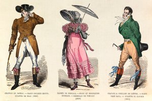 Herren- und Damenkostüme zwischen 1810 und 1812 in Paris (Herrschaft von Kaiser Napoleon I.) - private Sammlung von Anonymous Anonymous