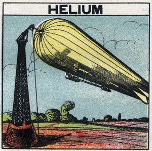 Neue Gaseigenschaften: Zeppelin wird mit Helium aufgeblasen. Anonyme Illustration von 1925. Private Sammlung.