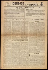 Eine der Untergrundzeitungen „Défense de France“ vom 15.01.1944 von Anonymous Anonymous