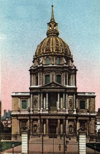 Paris: Außenansicht der Kuppel des Hôtel des Invalides, realisiert von Jules Hardouin Mansart (1646-1708) nach einem Entwurf von Liberal Bruand. Fotografie von 1920 in "Künstlerisches Album" der Stadt Paris. Private Sammlung. von Anonymous Anonymous