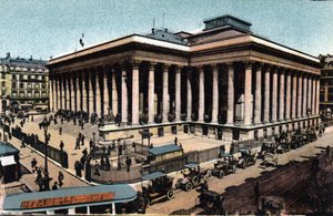 Paris: Außenansicht des Palais Brongniart (Pariser Börse), erbaut zwischen 1808-1826 von Alexandre Brongniart. Fotografie von 1920 in „Artistic Album“ der Stadt Paris. Private Sammlung