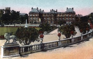 Paris: der Palais und der Jardin du Luxembourg. Fotografie von 1920 im „Artistic Album“ der Stadt Paris. Private Sammlung. von Anonymous Anonymous