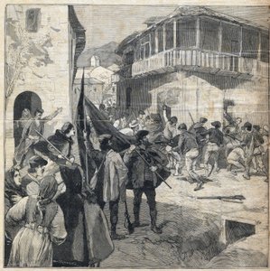 Bauernaufstand in Sizilien. Gravur in "Le Petit Parisien" am 31.12.1893.