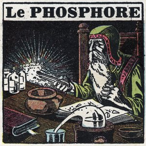 Phosphoreszenz: Phosphor. Ein Alchemist sucht in seinem Labor nach dem Stein der Weisen. Anonyme Illustration von 1925. Private Sammlung. von Anonymous Anonymous