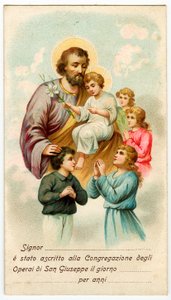 Andachtsbild: Kongregation der St. Joseph Arbeiter (Chromolithographie) von Anonymous Anonymous