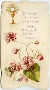 Frommes Bild: Eucharistie, Wer mein Fleisch isst und mein Blut trinkt, bleibt in mir und ich in ihm (Gravur) von Anonymous Anonymous