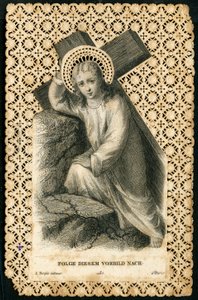 Andachtsbild: Jesus trägt sein Kreuz (Stich)