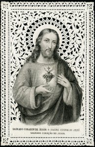 Andachtsbild: Jesus mit heiligem Herzen (Gravur) von Anonymous Anonymous