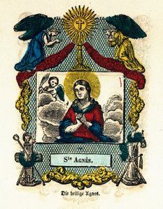 Andachtsbild: Heilige Agnes. Gravur des 19. Jahrhunderts von Anonymous Anonymous