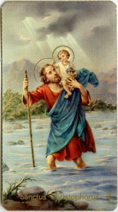St. Christophorus überquert den Jordan mit dem jungen Jesus auf dem Rücken von Anonymous Anonymous