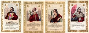 Andachtsbild: Heiliger Ulrich von Augsburg, Heiliger Stanislaus, Heilige Bibiana, Heiliger Ladislaus I. von Ungarn