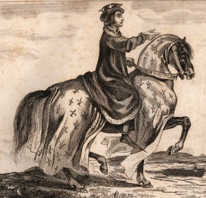 Porträt von Karl IV. der Schöne (1294-1328), König von Frankreich. Gravur von 1859 in „Le Monde. Geschichte aller Völker von den frühesten Zeiten bis zur Gegenwart“ von M. E. de Lostalot-Bachoue. Private Sammlung von Anonymous Anonymous