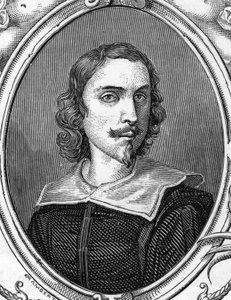 Porträt von Francesco Albani (1578-1660), genannt der Albaner, italienischer Maler. Gravur von 1859 in „Die Galerien Europas - Italien“ von Armengaud. Private Sammlung
