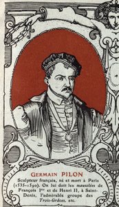 Porträt von Germain Pilon (1535-1590), französischer Bildhauer. Gravur von 1914. Private Sammlung. von Anonymous Anonymous