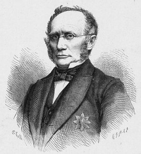 Porträt von Ludwig Windthorst (1812-1891), deutscher katholischer Politiker. Gravur in „Les Missions Catholiques au XIXeme Siecle“ von Louis-Eugene Louvet. Private Sammlung von Anonymous Anonymous