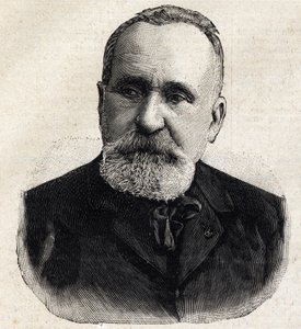 Porträt von Pierre Puvis de Chavannes (1824-1898), französischer Maler, damals Präsident der Société Nationale des Beaux-Arts. Gravur in „Le Petit Parisien“