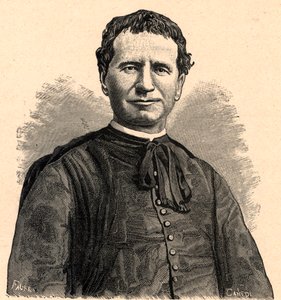 Porträt von Johannes Bosco oder Don Bosco (Giovanni Melchior Bosco) (1815-1888). Gravur aus dem 19. Jahrhundert. von Anonymous Anonymous