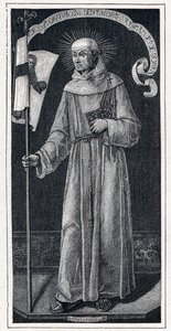 Porträt von Johannes von Capistran (Giovanni da Capestrano) (1386-1456), italienischer Franziskaner. Nach dem Gemälde von Bartolomeo Vivarini aus dem 15. Jahrhundert. Gravur in „Les Missions Catholiques au XIXeme Siecle“ von Louis-Eugene Louvet. Private Sa